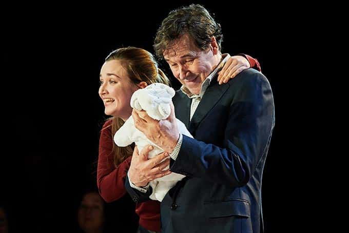 Amy Molloy (Julie) and Stephen Rea (Eric) in Cyprus Avenue by David Ireland. Directed by Vicky Featherstone.
