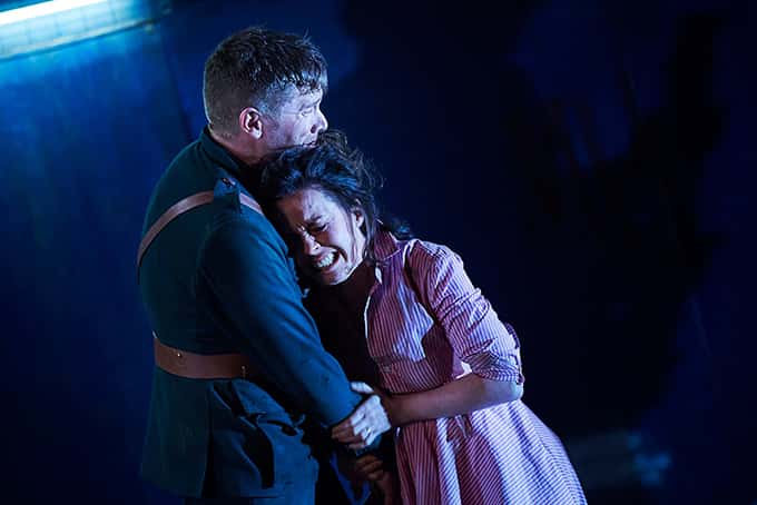 Ian-Lloyd Anderson (Jack Clitheroe) and Kate Stanley Brennan (Nora Clitheroe) in The Plough and the Stars by Sean O’Casey, directed by Sean Holmes. Photograph by Ros Kavanagh.