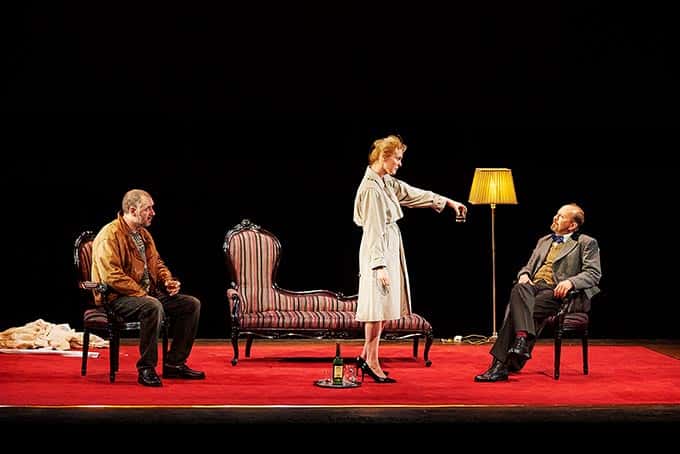 Brian Doherty (Finbar), Aisling O’Sullivan (Vera) and Frank McCusker (Henry) in The Wake by Tom Murphy, directed by Annabelle Comyn.  Photography by Ros Kavanagh.